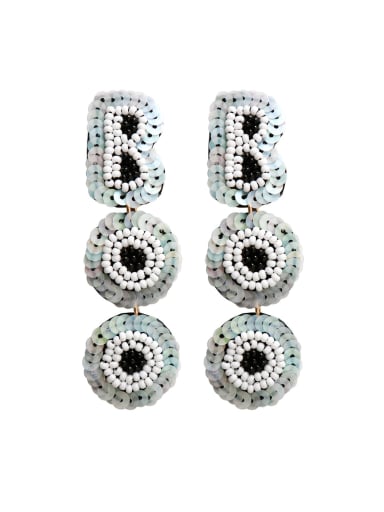 E69015 white Miyuki Millet Bead Letter Hand-woven alphabet sequins Artisan Drop Earring
