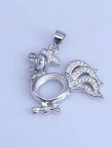 custom 925 Sterling Silver Rhodium Plated Zodiac Pendant Setting Stone size: 8*10mm