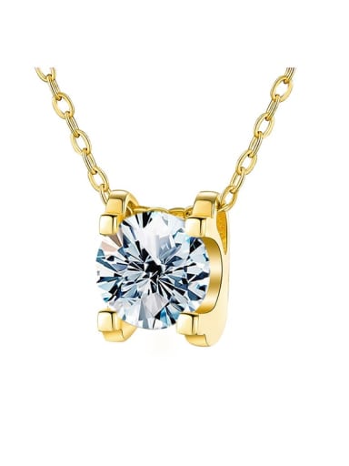 925 Sterling Silver Moissanite Square Dainty Necklace
