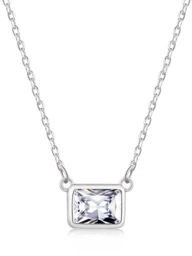 Platinum white DY190143 925 Sterling Silver Cubic Zirconia Geometric Minimalist Necklace