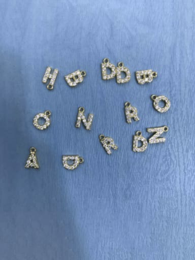 White Diamond Brass Cubic Zirconia Micro Inlay Letter  Pendant