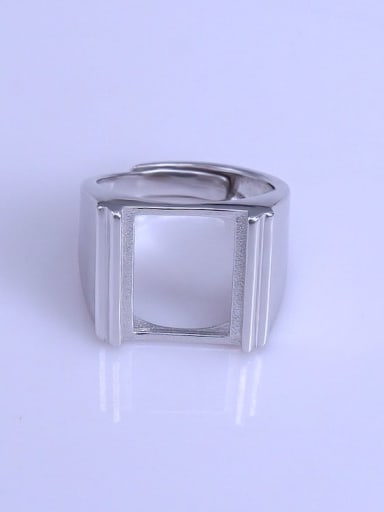 925 Sterling Silver 18K White Gold Plated Geometric Ring Setting Stone size: 12*16mm