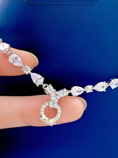 Pear shaped versatile chain 55 +5cm 925 Sterling Silver Cubic Zirconia Pear Shaped Luxury Necklace