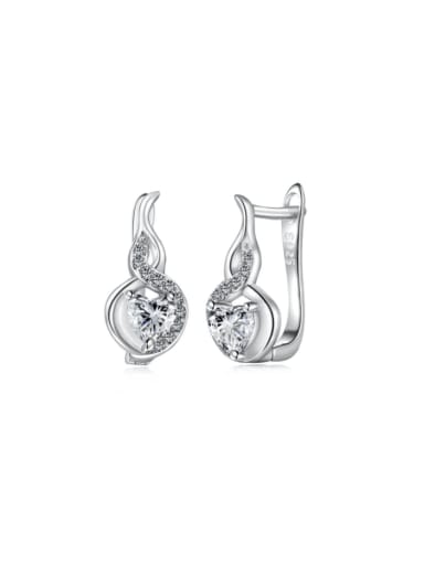 DY110214 S W WH 925 Sterling Silver Cubic Zirconia Heart Dainty Huggie Earring