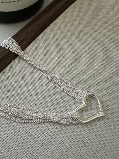 925 Sterling Silver Heart Vintage Multi Strand Necklace