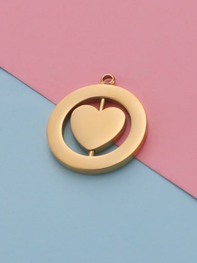 Hollow peach heart gold Stainless Steel Hollow Turnable Square Round Heart Jewelry Accessories