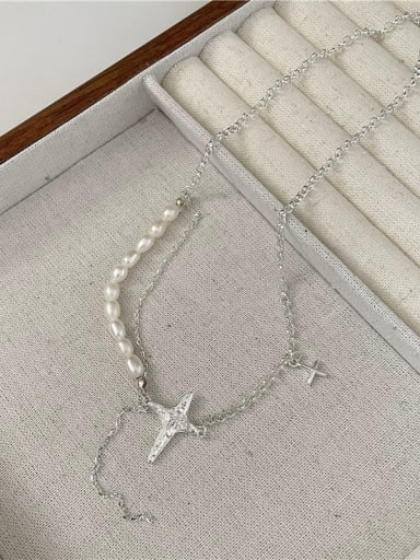 Star Pearl Necklace Trend Star 925 Sterling Silver Freshwater Pearl Bracelet and Necklace Set