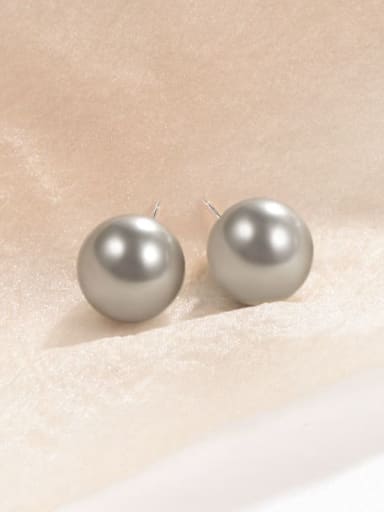Pearl 10MM Platinum 925 Sterling Silver Imitation Pearl Geometric Minimalist Stud Earring