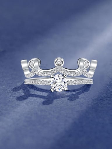 925 Sterling Silver Cubic Zirconia Crown Minimalist Stackable Ring