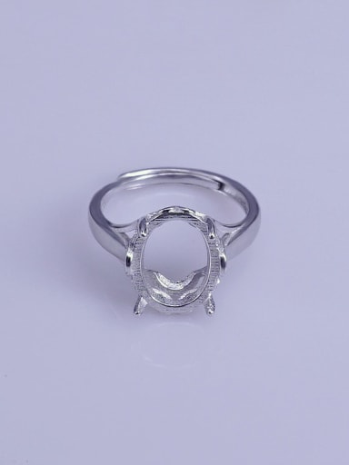 925 Sterling Silver 18K White Gold Plated Geometric Ring Setting Stone size: 10*13mm