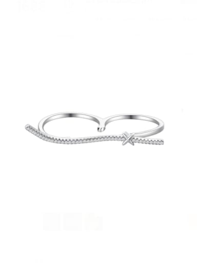 925 Sterling Silver Cubic Zirconia Irregular Dainty Stackable Ring