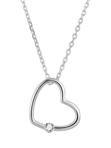 White gold color 925 Sterling Silver Cubic Zirconia Heart Dainty Necklace