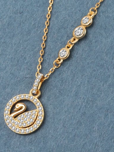 18k gold 925 Sterling Silver Cubic Zirconia Geometric Swan Dainty Necklace