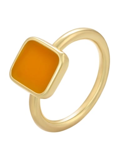 yellow Brass Enamel Geometric Minimalist Band Ring