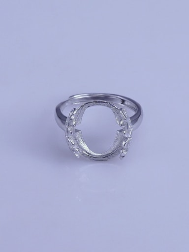 925 Sterling Silver 18K White Gold Plated Geometric Ring Setting Stone size: 13*15mm