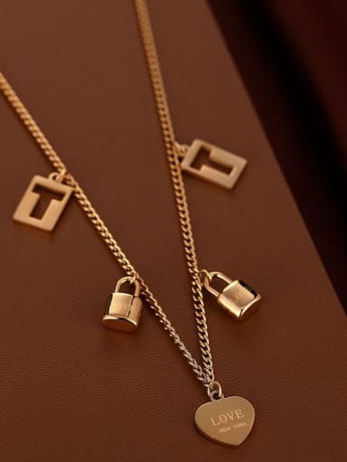 T-shaped Love Lock Titanium Steel Geometric Hip Hop Necklace