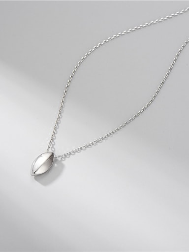 925 Sterling Silver Smooth  Leaf Minimalist Pendant Necklace