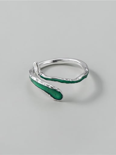 925 Sterling Silver Enamel Snake Minimalist Band Ring