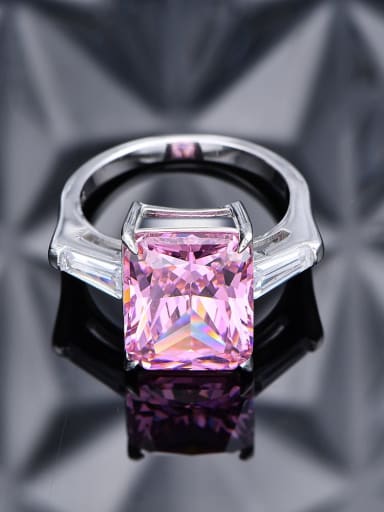 Pink 2 925 Sterling Silver High Carbon Diamond Geometric Dainty Band Ring