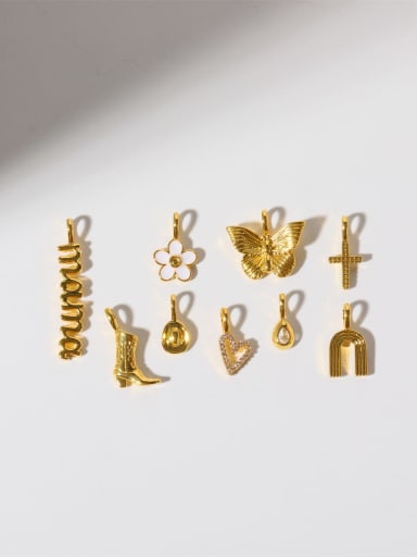 Boots, cowboy hat,female cross, butterfly, heart, retro style charms with brass
