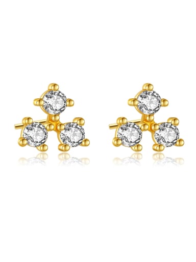 18K gold [white stone] 925 Sterling Silver Cubic Zirconia Geometric Dainty Stud Earring