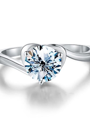 925 Sterling Silver Moissanite Heart Dainty Engagement Ring