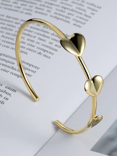 Gold 925 Sterling Silver Heart Minimalist Bracelet