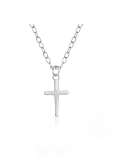 Platinum 925 Sterling Silver Cross Minimalist Regligious Necklace