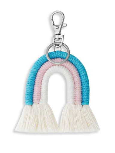 custom Alloy Cotton Rope  Rainbow Hand-Woven Artisan Key Chain/ Bag Pendant