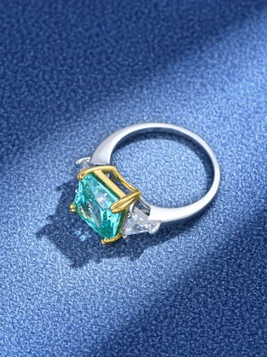 Paraibalu 925 Sterling Silver Artificia High Carbon Diamond Geometric Luxury Band Ring