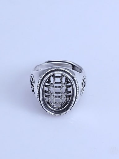 925 Sterling Silver Geometric Ring Setting Stone size: 12*18mm