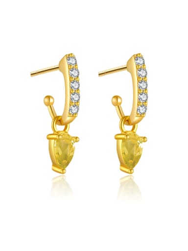 18 Gold K [Yellowstone] 925 Sterling Silver Cubic Zirconia Geometric Dainty Stud Earring