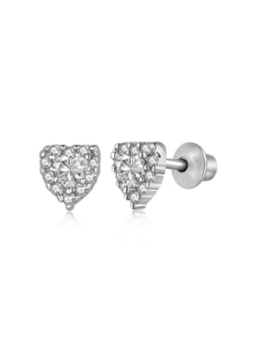 DY1D0202 S W WH 925 Sterling Silver Cubic Zirconia Heart Minimalist Stud Earring