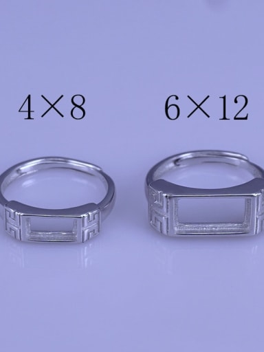 custom 925 Sterling Silver Rhodium Plated Geometric Ring Setting Stone size: 4*8 6*12mm