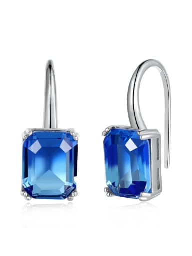 DY110145 S W BU 925 Sterling Silver Cubic Zirconia Geometric Luxury Hook Earring