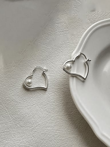 925 Sterling Silver Bead Heart Minimalist Drop Earring
