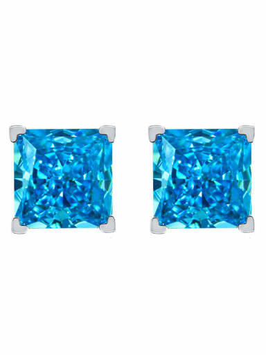 Sea blue [e 0210] 925 Sterling Silver High Carbon Diamond Geometric Dainty Stud Earring