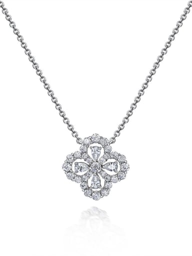 925 Sterling Silver High Carbon Diamond Clover Luxury Necklace