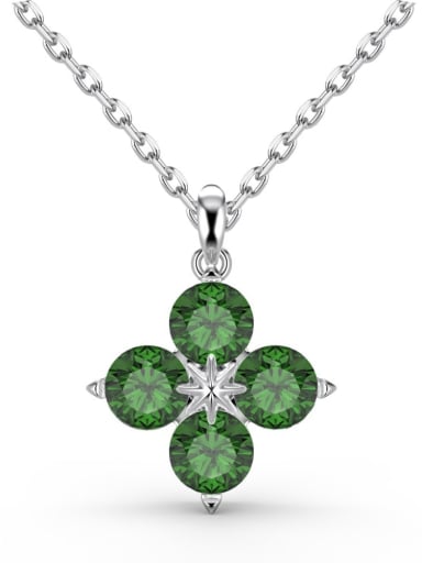 925 Sterling Silver Cubic Zirconia Dainty Clover Earring Ring and Necklace Set