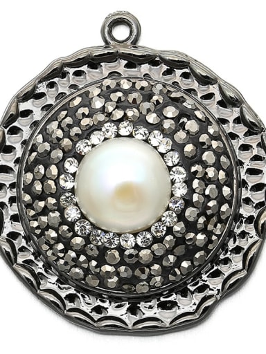 Gun black Brass Microset Loose Beads White Diamond Necklace Pendant