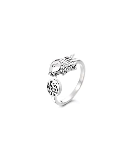 custom 925 Sterling Silver Fish Vintage Band Ring