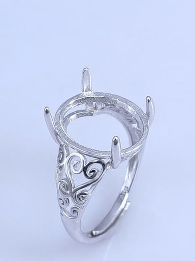 925 Sterling Silver 18K White Gold Plated Geometric Ring Setting Stone size: 8*10 11*13 10*14 12*15 13*17 15*20MM