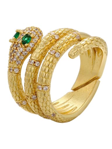 golden Brass Cubic Zirconia Snake Dainty Stackable Ring
