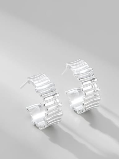 925 Sterling Silver C Shape Line Splicing Minimalist Stud Earring