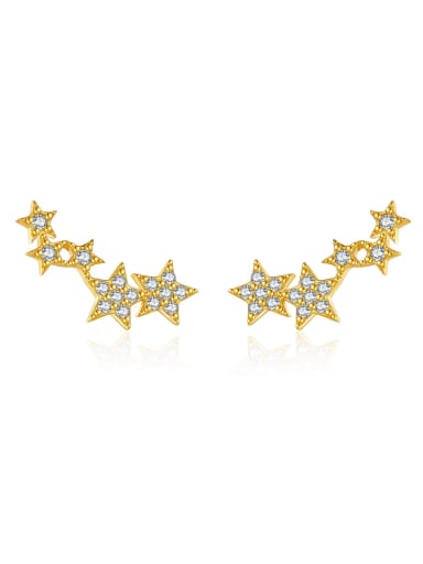 18k gold [pentagram] 925 Sterling Silver Cubic Zirconia Pentagram Dainty Stud Earring