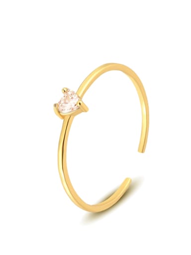 K1430 Champagne Zirconia Gold 925 Sterling Silver Cubic Zirconia Heart Minimalist Band Ring