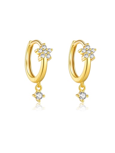 18K gold (white stone) 925 Sterling Silver Cubic Zirconia Flower Dainty Stud Earring