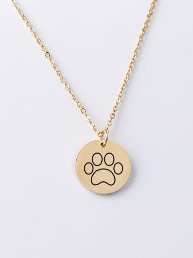 Gold yp001 43 20mm Stainless steel disc engraving dog paw pattern pendant necklace