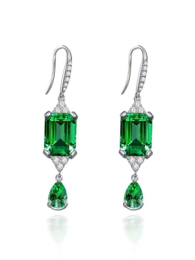925 Sterling Silver High Carbon Diamond Green Water Drop Luxury Earring