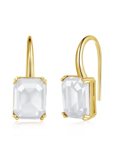 DY110145 S G WH 925 Sterling Silver Cubic Zirconia Geometric Luxury Hook Earring